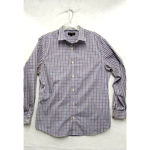 Banana‎ Republic Shirt Men's Size XL Long Sleeve Slim Fit Button Up Purple Plaid - Picture 10 of 10